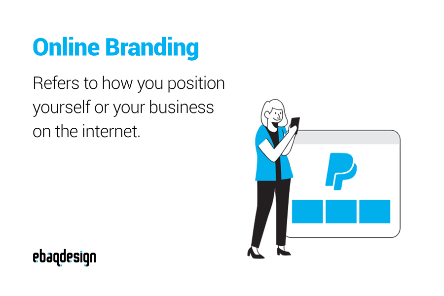 An infographic stating that online branding refers to how you present your company on the web.