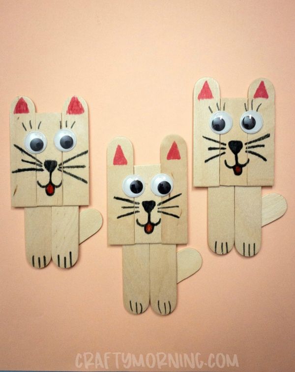 3 DIY popsicle stick kitty craft