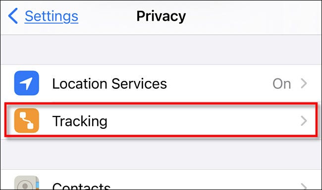 In iPhone Settings, tap "Tracking."