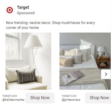 Facebook ad example from Target leveraging cross-selling and upselling opportunities
