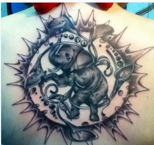 Dark Elephant Unique Circular Tattoo Designs