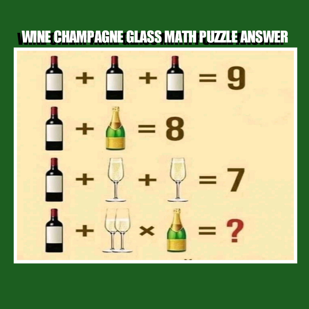Wine champagne glass math puzzle answer