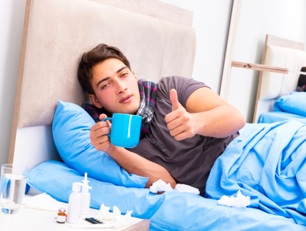 Boy sleeping on bed