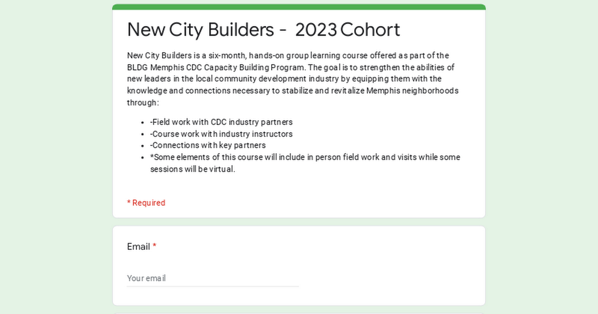 New City Builders 2023 Cohort