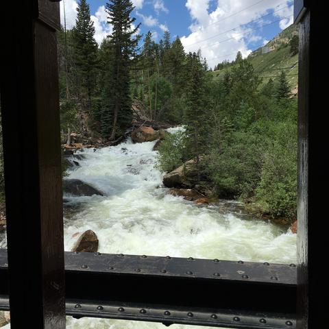 Criss-crossing Clear Creek on the Georgetown Loop from Silver Plume, Colorado. 
