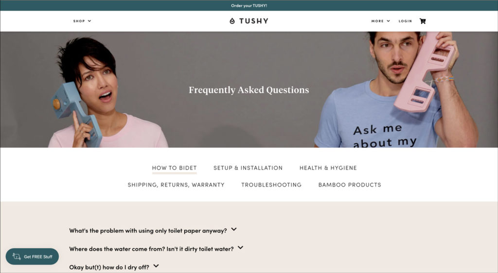 Page FAQ Tushy