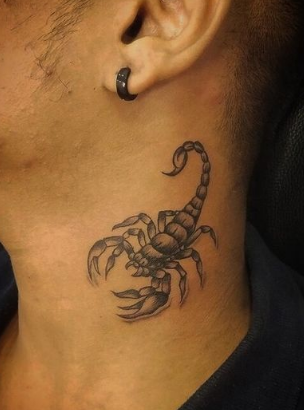 Scorpion Simple Neck Tattoo for Guys