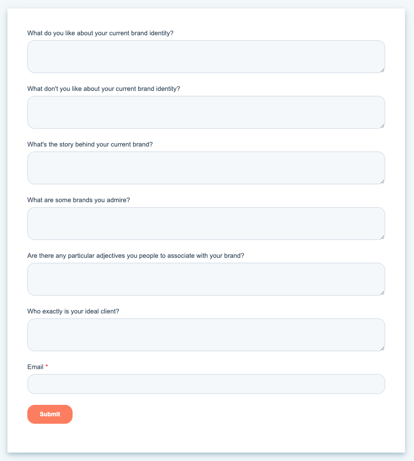 sample branding questionnaire from hubspot