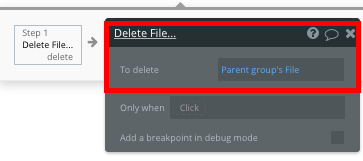 Bubble Dropbox clone app deleting a file