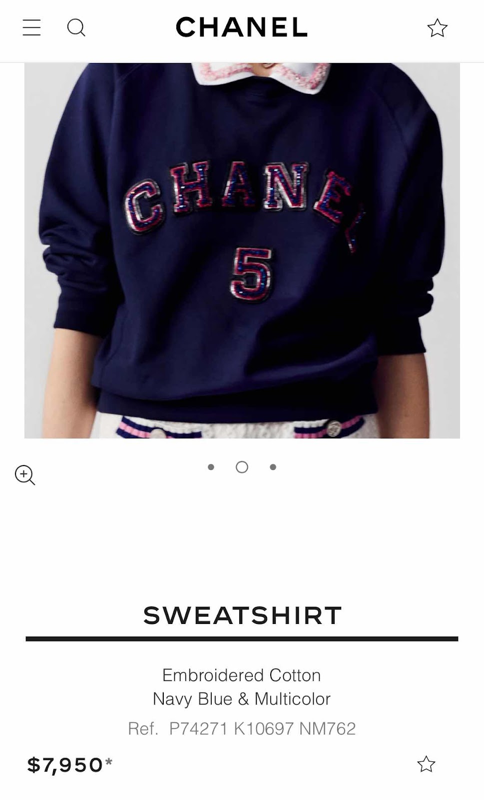 Chanel Embroidered Cotton Navy Blue & Multicolor $7,950
