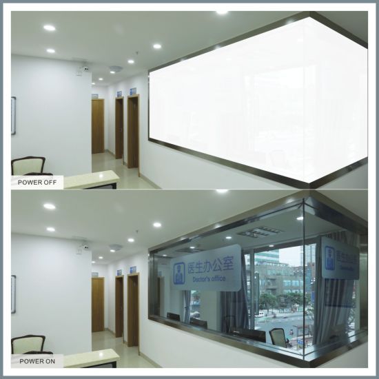 Opaque and transparent smart glass office cubicle walls. Source: Pinterest