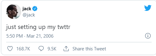 Primeiro tweet de Jack Dorsey