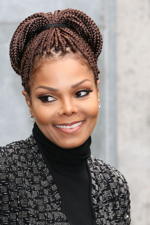 Janet Jackson looks stunning wearing this small box braids in a bun