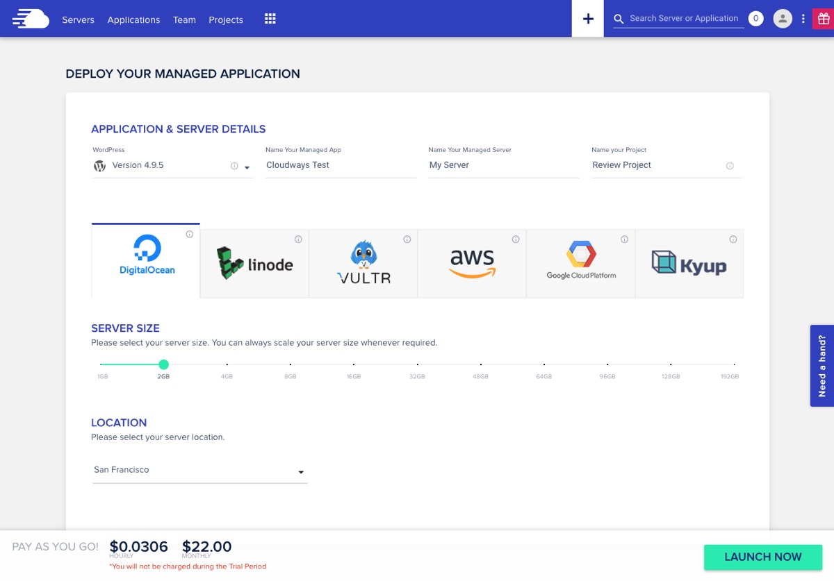 Configure seu servidor de hospedagem Cloudways