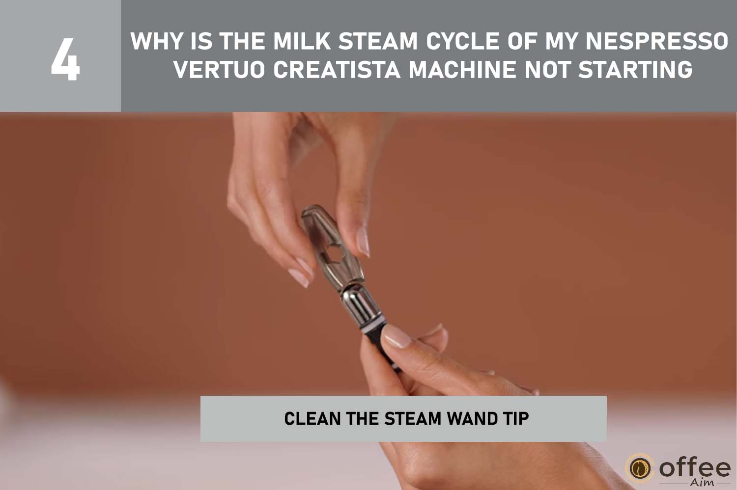 
To fix Nespresso Vertuo Creatista milk steaming issue, clean the steam wand tip. Follow steps in the article for help.