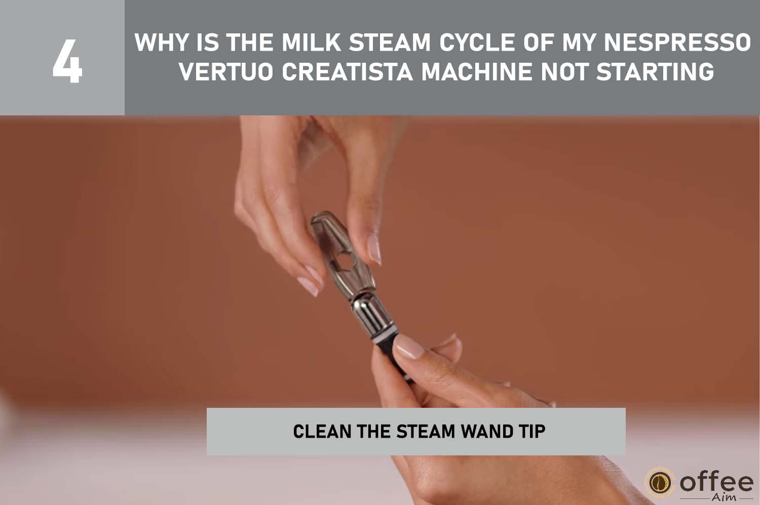  To fix Nespresso Vertuo Creatista milk steaming issue, clean the steam wand tip. Follow steps in the article for help.