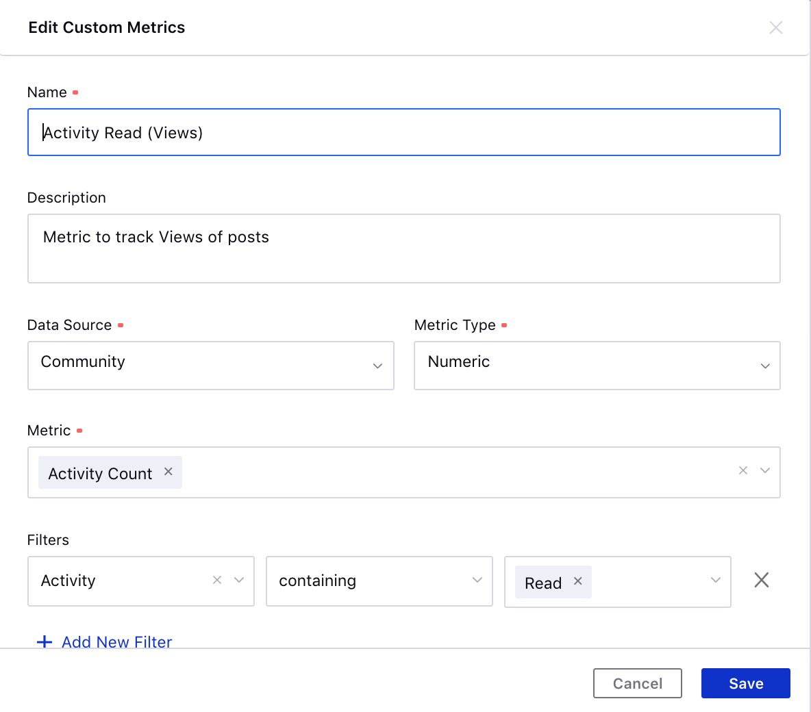 Creating a Custom Metric for Read Views on Community