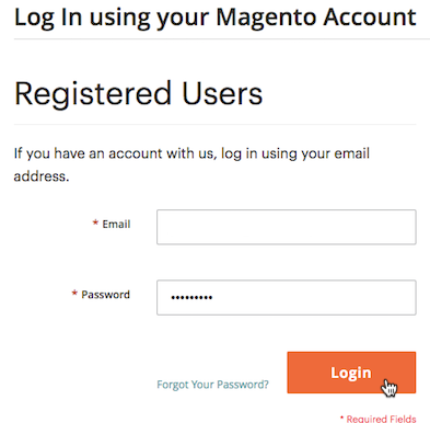 Magento and Mailchimp: Log in your Magento account