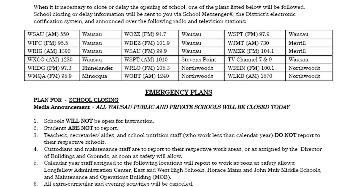 Copy of WSD Emergency School Closing Plans.doc