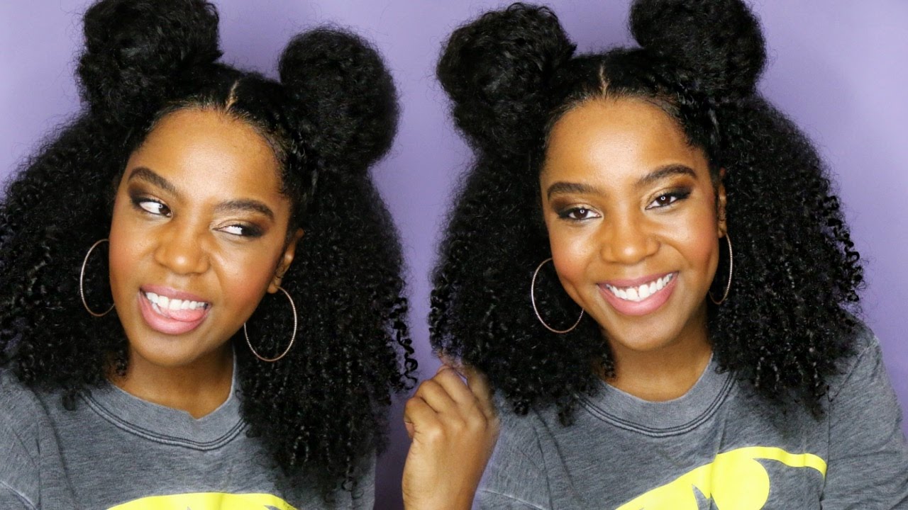 Curly Half-Up, Half-Down Space Buns 