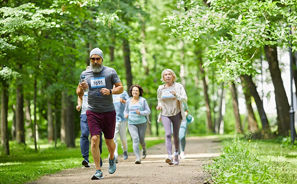 Older People Running in Nature