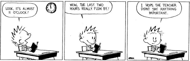 Image result for calvin and hobbes reading teacher something important