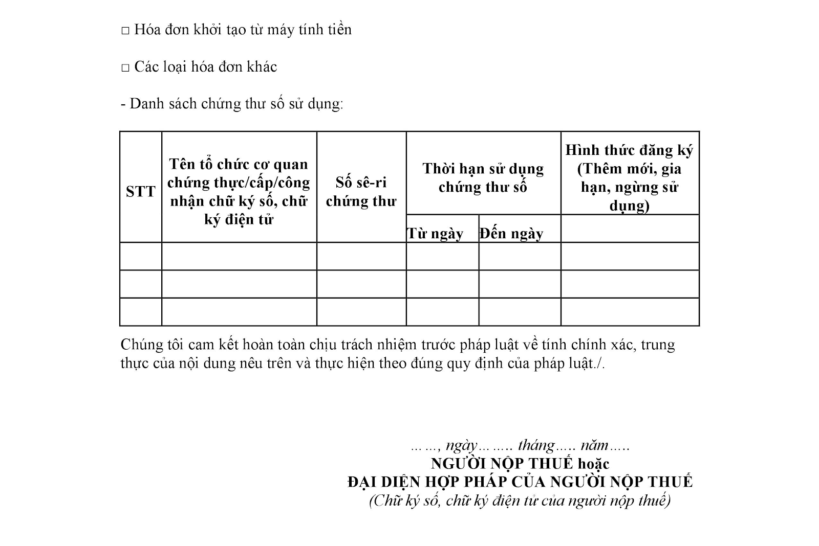 Mẫu 01: Đăng ký/thay đổi thông tin sử dụng Hóa đơn điện tử (Ban hành kèm theo Nghị định 119/2018/NĐ-CP)