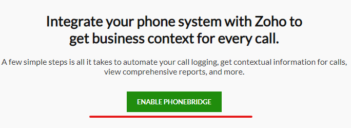 Instructions for integrating with ZohoCRM via PhoneBridge