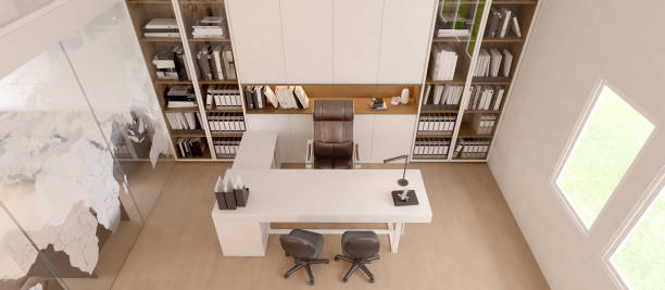 Working room.Office furniture.Modern style.3d rendering Working room.Office furniture.Modern style.3d rendering private office stock pictures, royalty-free photos & images