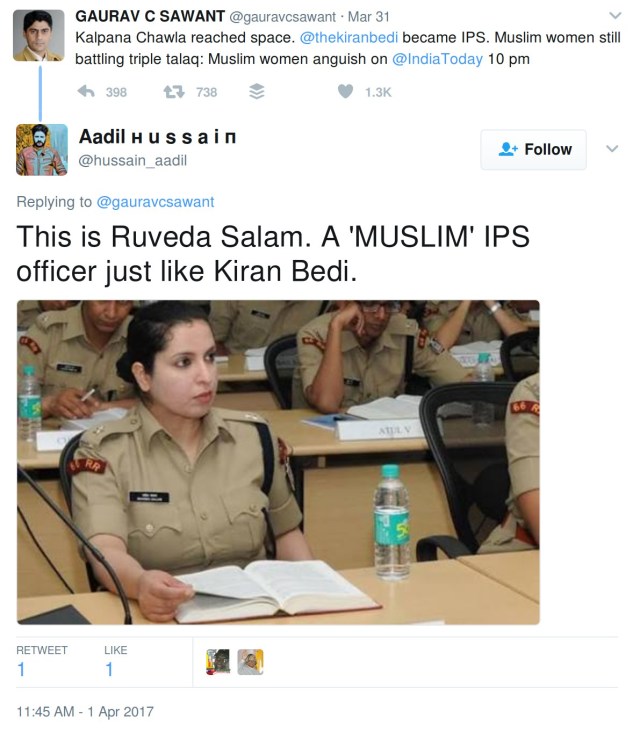 This is Ruveda Salam. A 'MUSLIM' IPS officer just like Kiran Bedi.