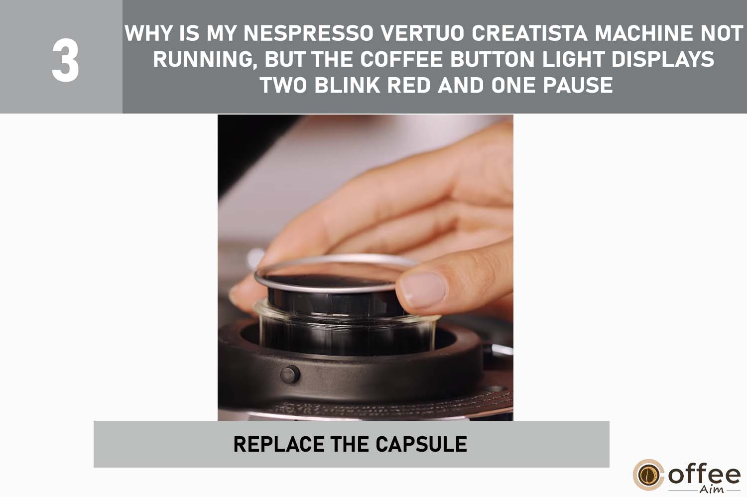 If your Nespresso Vertuo Creatista isn't working and shows two red blinks and a pause, try replacing the capsule.