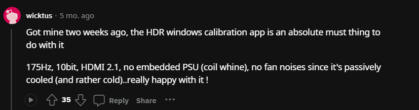 one of reddit users talks about Samsung Odyssey OLED G8