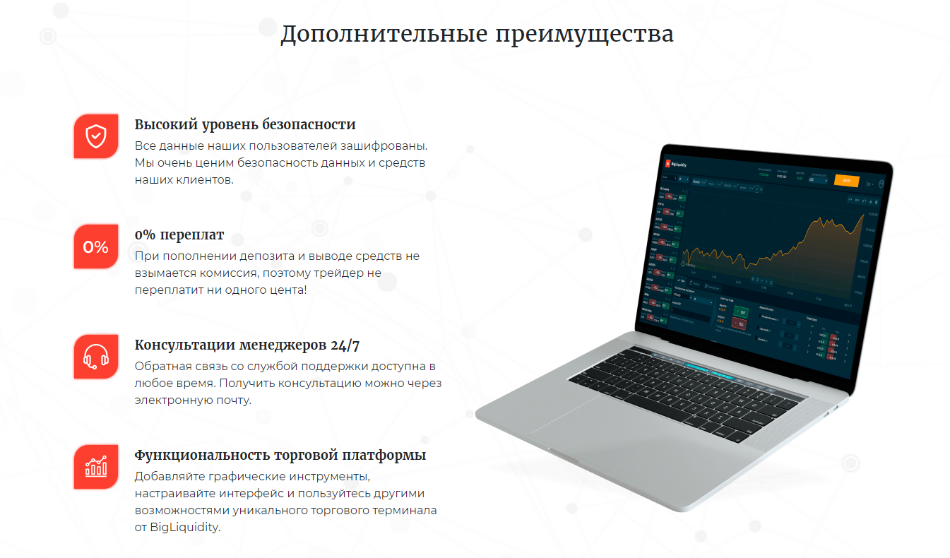 Обзор CFD-брокера Big Liquidity: торговые условия и отзывы трейдеров