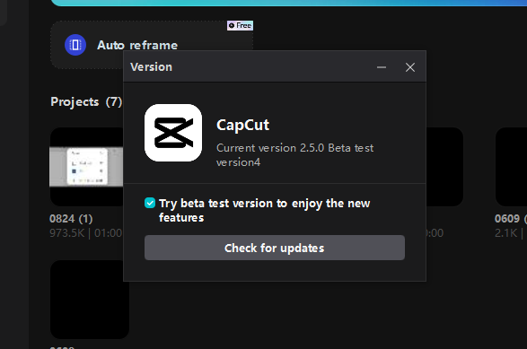 updating CapCut