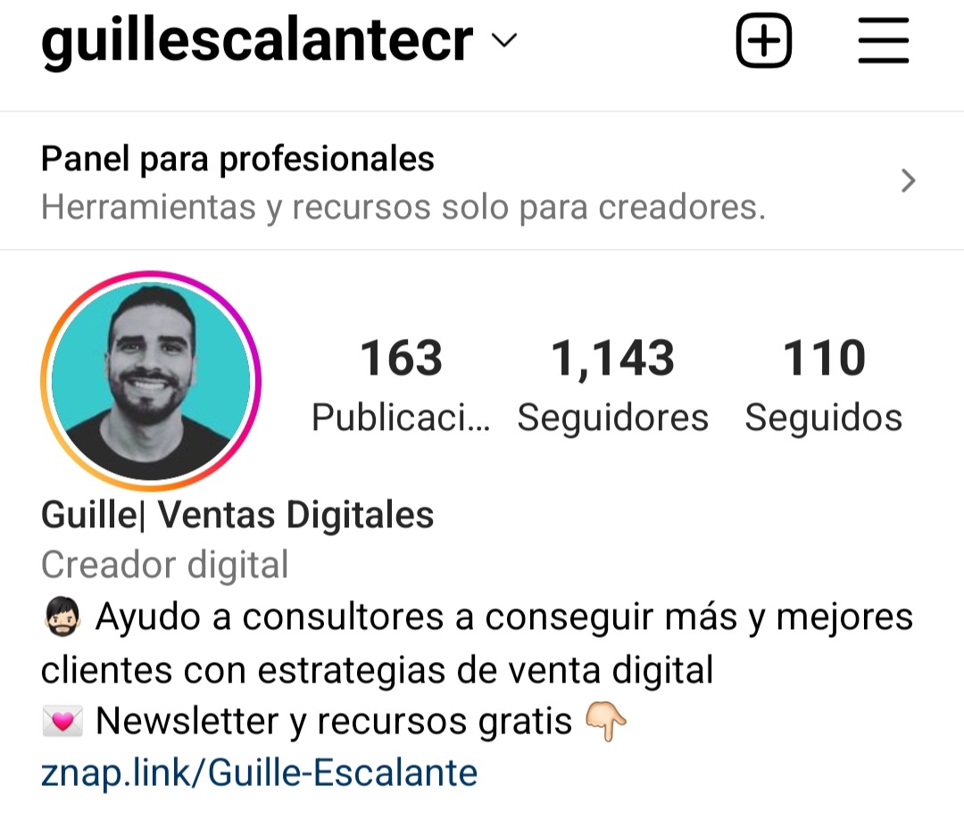 Portada del perfil de Instagram de Guille Escalante