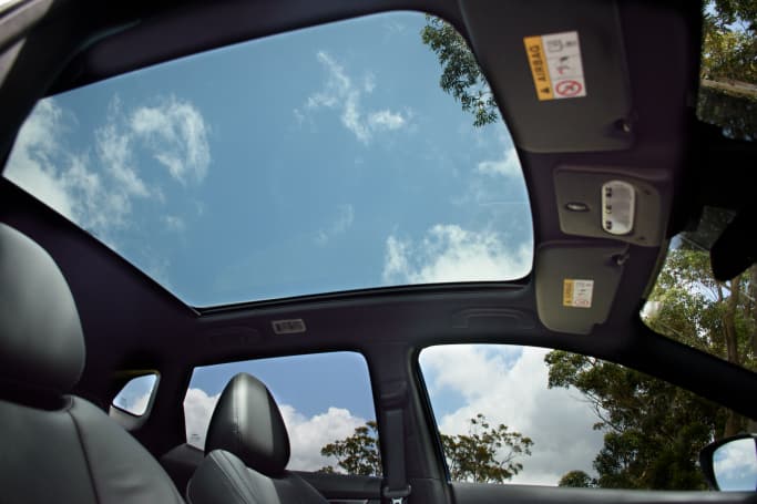 The cabin certainly feels airy and luxurious, thanks in part to the massive sunroof. (image credit: Tom White)