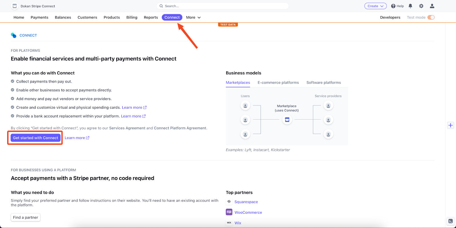 A screenshot of connecting stripe