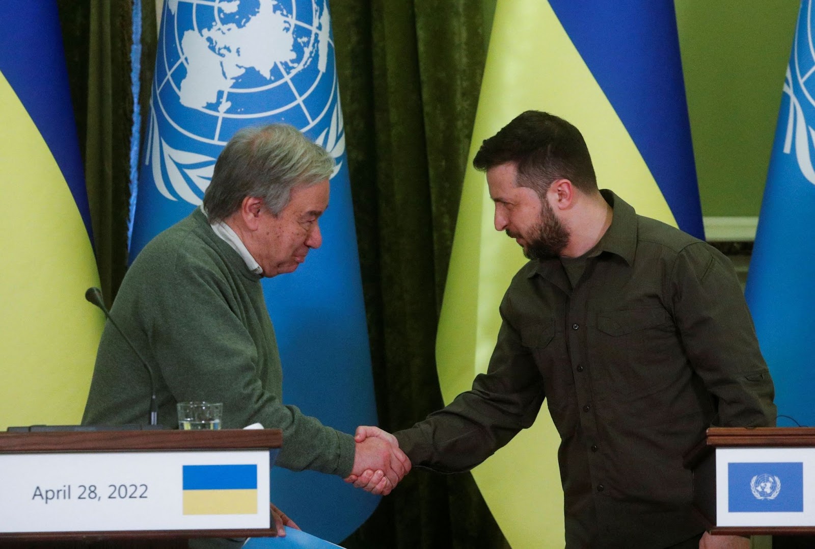 U.N. general secretary with Ukraine president Zelenskyy