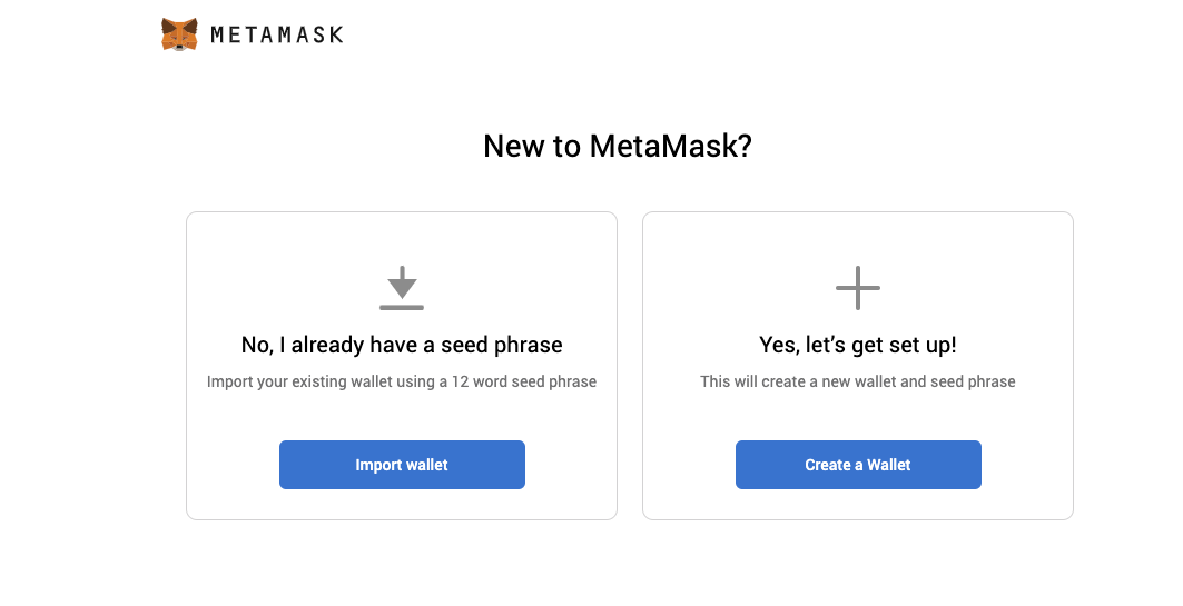 Lựa chọn tạo ví Metamask.