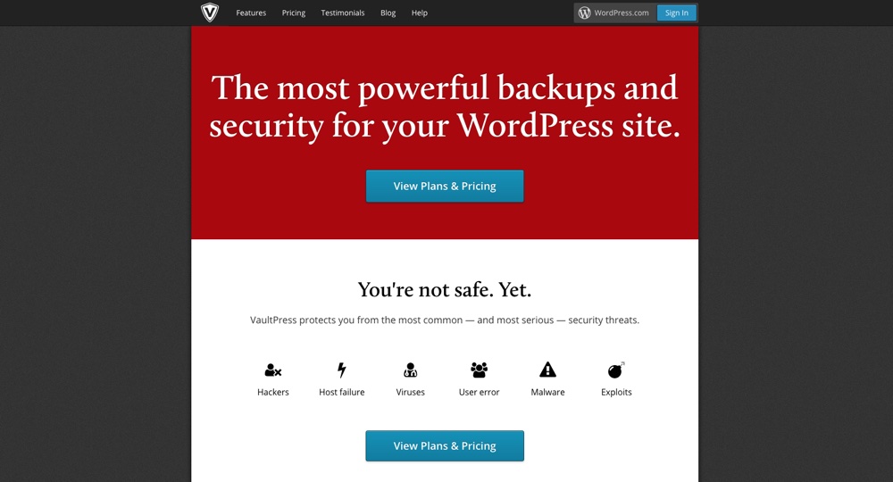 Plugin de backup VaultPress WordPress