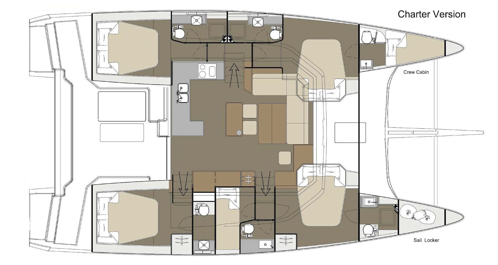 Планировка катамарана Dufour 48