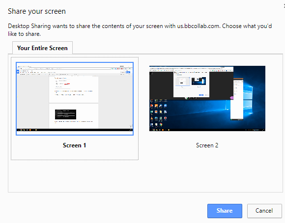 Select Screen for Sharing