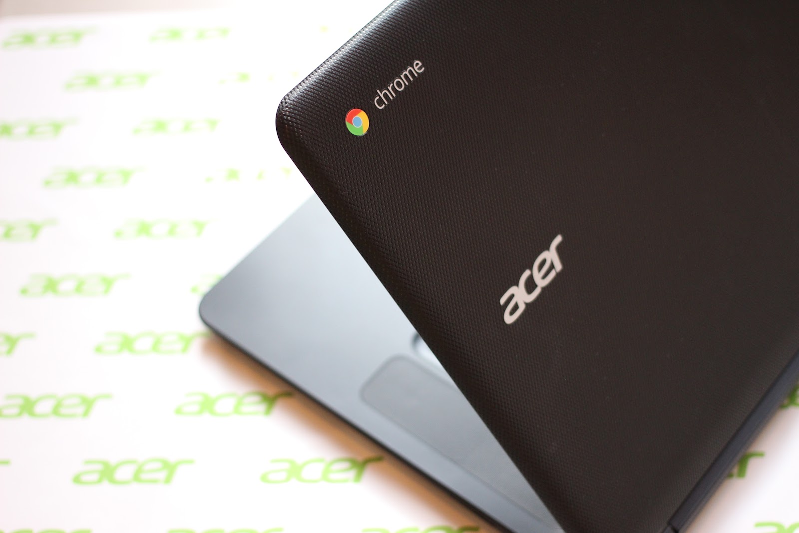 This image shows the Acer Chromebook in tilt shape.