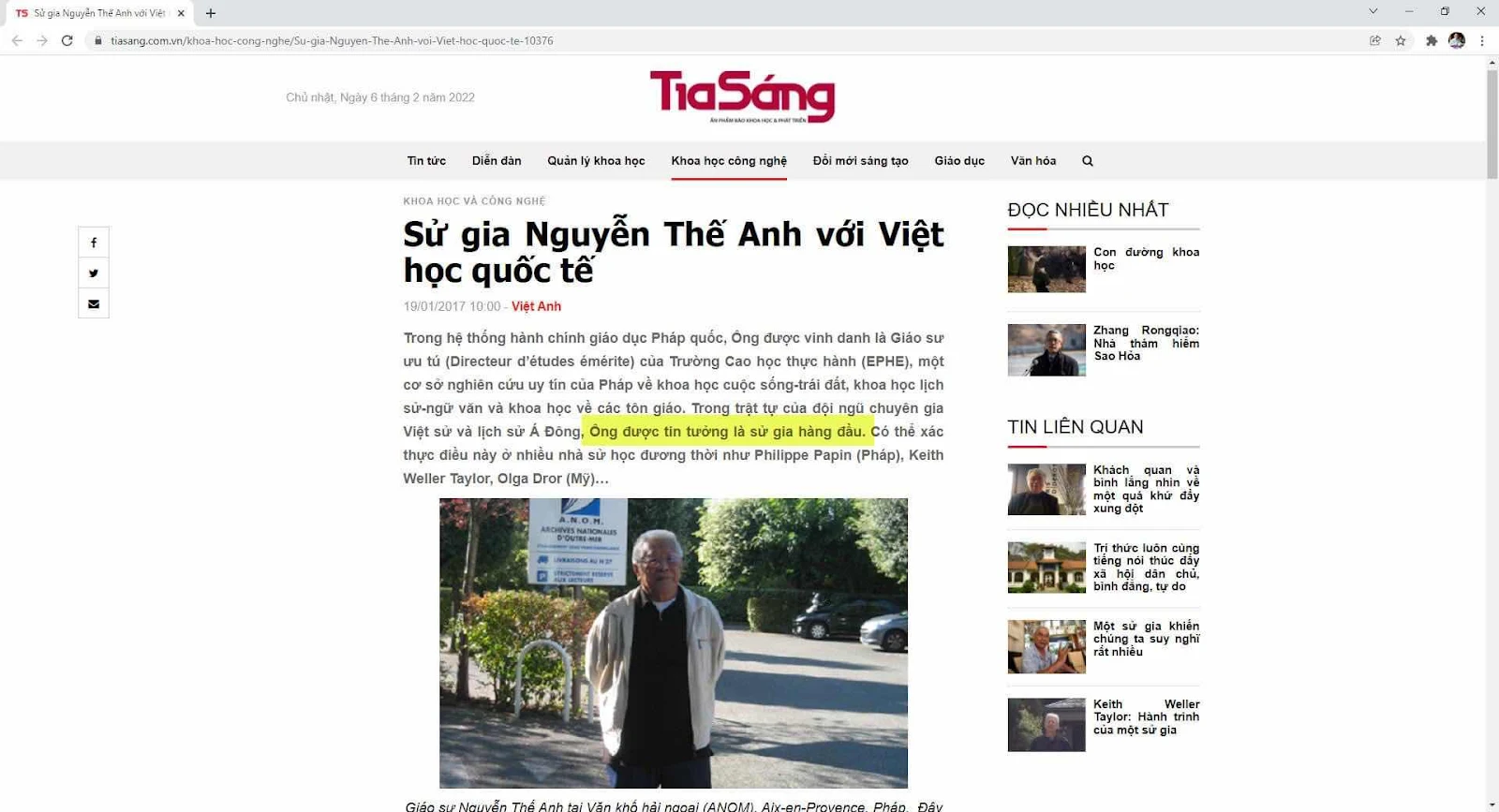 Về nhà nghiên cứu Nguyễn Thế Anh