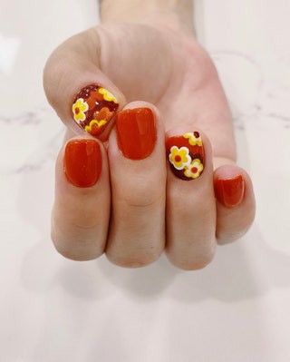 Floral Thanksgiving nails
