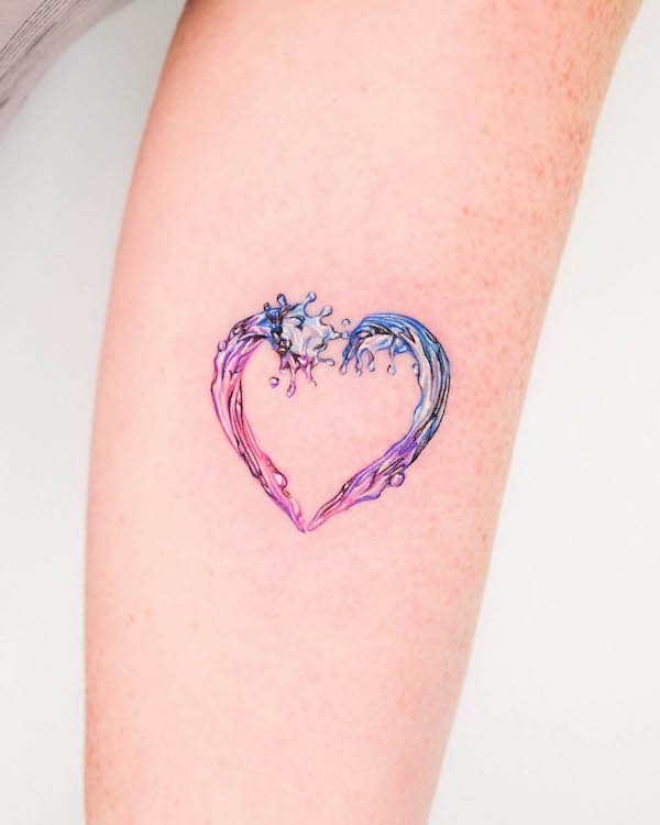 Full picture of the wave heart tattoo design 