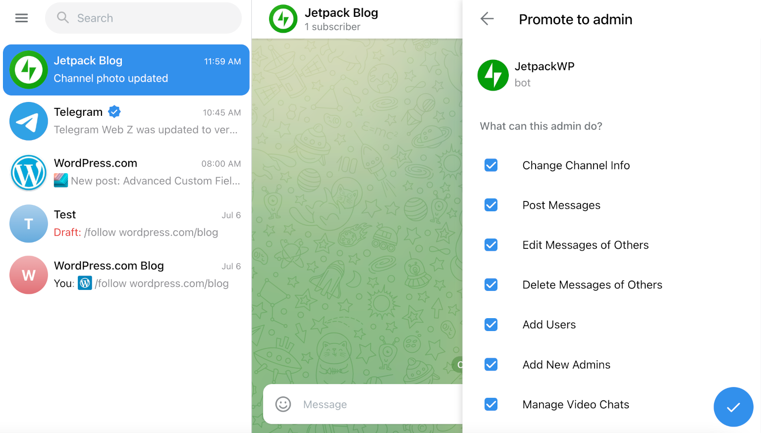 Automatically Publish Blog Posts to Your Telegram Channel With JetpackWP Bot