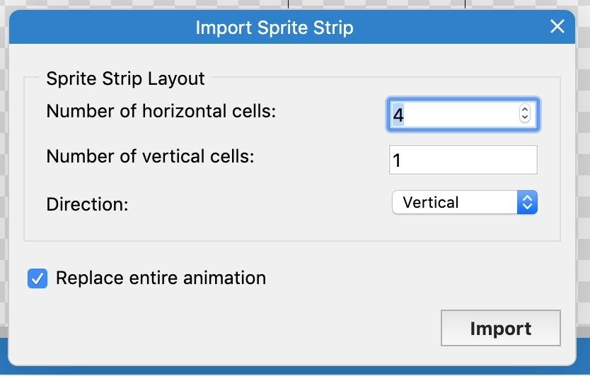 Screenshot of Import Sprite Strip.