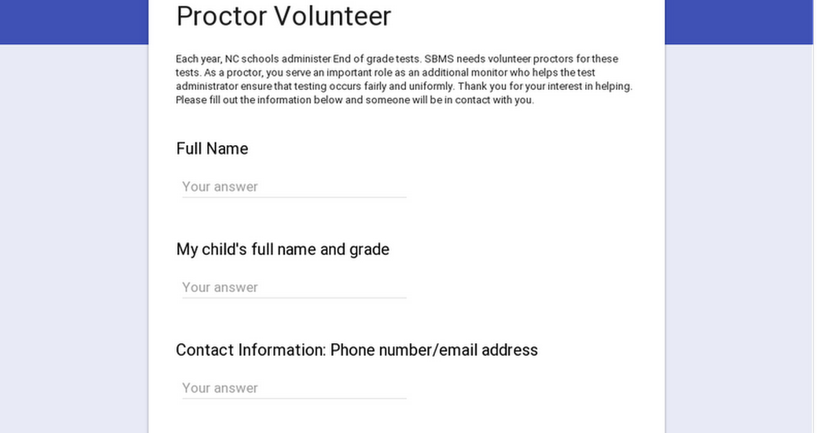 Proctor Volunteer