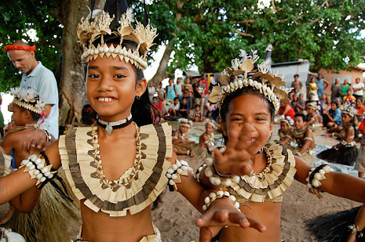 Little girls in traditional attire in Fiji